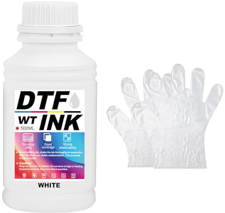 Creatorally DTF Thermotransfer Tinte für Textildruck, Hochdeckende Weiß- und Farbtinte, Schnelle Trocknung, Waschbeständig, Für helle & dunkle Stoffe (500ML, Weiß)