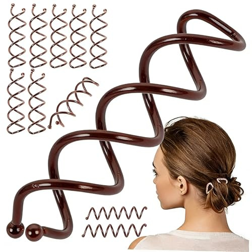 20 stycken spiralhårspännen, spinpin hårnålar, spiral hårklämma hårtillbehör gör-det-själv fläthjälpmedel hårnålar hårspiraler, för flickor och kvinnor, lämplig för olika frisyrer (kaffe)