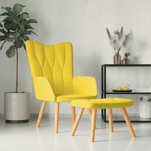 Mimdixy Sillón reclinable individual sillón relax sillón de masaje,Sillón Relax con taburete Tela amarilla mostaza,Para sala de estar dormitorio cine en casa,Rápido De Instalar