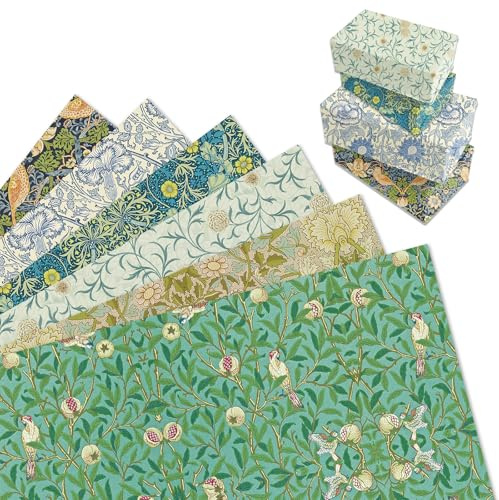MORAINJAY 12 Blatt Geschenkpapier Vintage Blumen, Retro Blumen Geschenkpapier, für Geburtstag Hochzeit, Mitgebsel Party Dekoration, 12 Gefaltete Bögen, 68 x 50 cm