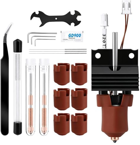 34pcs 3D Printer Hotend Upgrade Kit for K1/K1 Max/K1c Heating Block with 0.2/0.4mm Nozzles Cleaning Needles and Tools