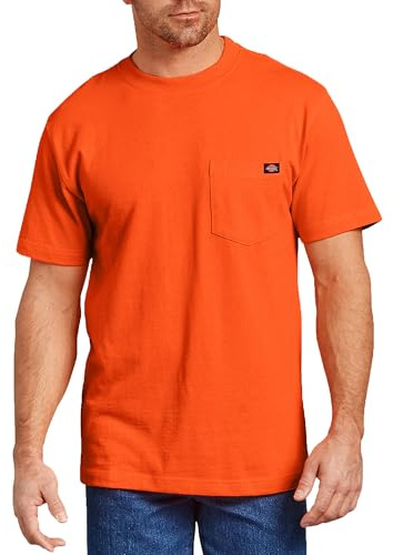 Dickies mens Heavyweight Crew Neck Short Sleeve Tee Henley Shirt, Bright Orange, X-Large US