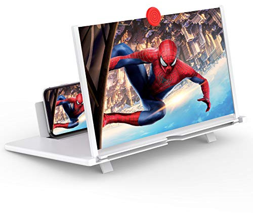 Lente di ingrandimento da 12 pollici – 3D HD cellulare lente di ingrandimento schermo proiettore per film, video e videogiochi – Supporto pieghevole per telefono con amplificatore schermo – Supporta