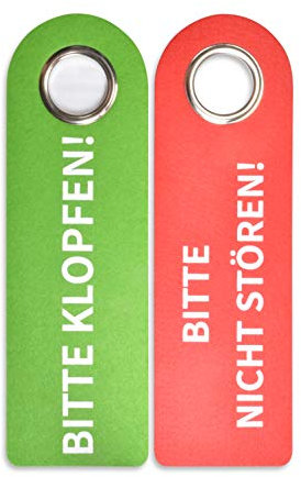 10 x 2 BITTE KLOPFEN/BITTE NICHT STÖREN Türgriffschilder - 270 x 85 x 5mm - Poly-Filz & Metallschutzring - Frei Besetzt - Türschild Badezimmer Schlafzimmer - Statusanzeiger - Vielseitig einsetzbar