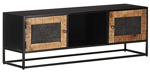 vidaXL Raues Mangoholz TV Schrank Industriestil Lowboard TV Möbel Tisch Sideboard Fernsehtisch Fernsehschrank HiFi-Schrank 120x30x40cm