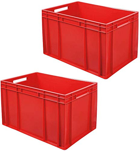 BRB 2 Eurobehälter mit 2 Durchfassgriffen, LxBxH 600x400x420 mm, rot
