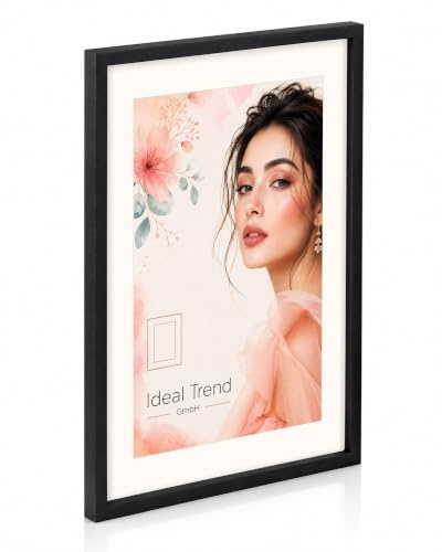 KM FOTO 3D Objektrahmen Holz Bilderrahmen Shirt Trikot Rahmen Collage Wanddeko Poster S223: Farbe: Schwarz | Format: 40x60