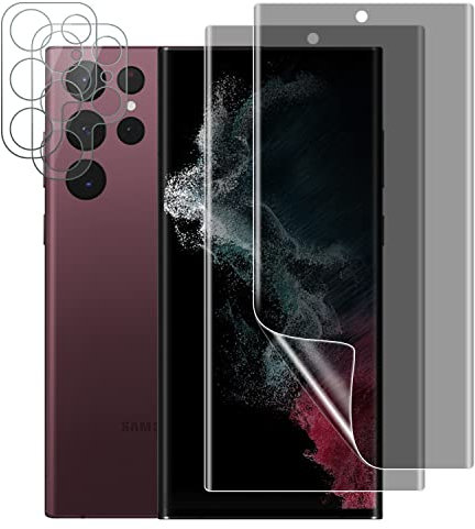 MiKoyi Sichtschutz Schutzfolie für Samsung Galaxy S22 Ultra 5G, [2+2 Stück] Privacy Displayschutz Folie Blendschutz Anti Spy Kameraschutz Kratzfest 9H Härte für Samsung Galaxy S22 Ultra 5G