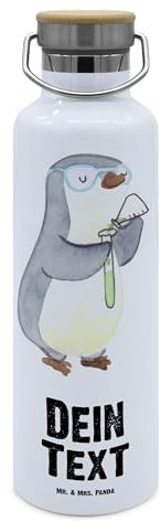 Mr. & Mrs. Panda Personalisierte Trinkflasche Chemiker Herz - Geschenke, Spruch, Geschenk, BPA-Freie Personalisiert, Selbst Gestalten, Labor, Mit Namen, Studium, Wasserflasche, Chemielaborant, Gravur