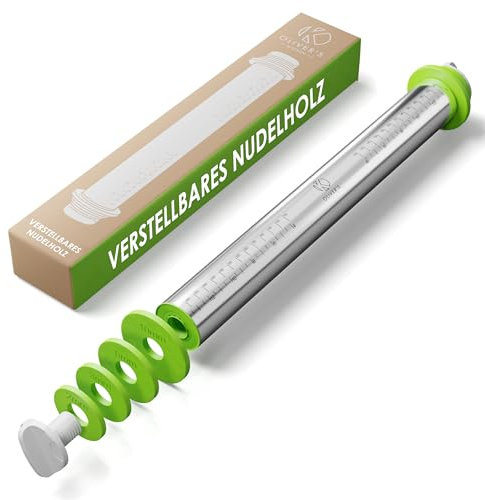 Mattarello Oliver's Kitchen's ® - Il mattarello con spessori in acciaio inox per lavorare al meglio il tuo impasto – Mattarello antiaderente e lavabile in lavatrice - Ideale per cuochi