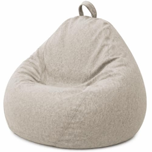 bananair - Pouf Poltrona Sacco con Imbottitura in Schiuma - Morbido e Confortevole - Fodera Lavabile - Pratico e Facile da Trasportare - Pouf Sacco per Tutta la Famiglia (120x100 cm, Beige)