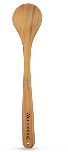 SOHFA runder Kochlöffel mit Gravur mit Loch zum Aufhängen – personalisierbarer Kirschholz-Kochlöffel 30cm | personalisiertes Geschenk mit Wunschtext | made in EU