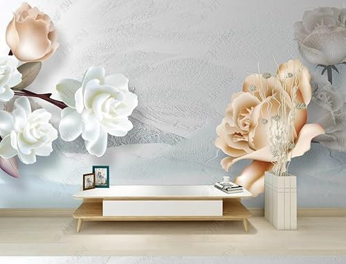 Papier Peint Panoramique 3D Rosaces Murales En Ciment Gris Papier Peint Intissé Trompe L Oeil Déco Mural Tableaux Muraux Photo 300Cm(W)*210Cm(H)