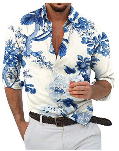 Chemise Homme Chic Chemise Hawaienne Homme Chemises Casual Homme Chemise Homme Manches Longues Classique Chemisette Homme Confortable Travel Chemise sans Repassage Chemise Homme Regular Fit