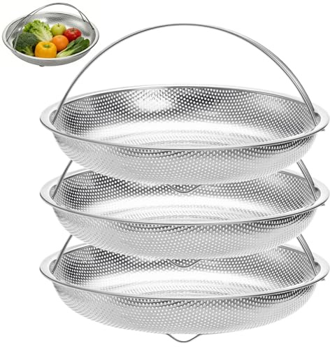 Cididu 3 Pack Steamer Basket for Cooking, All-In-One Strainer Colander Set