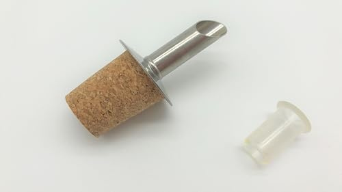 Set mit 2 Stück Ausgießer Spender für Olivenöl Flasche aus Kork und Edelstahl, Durchmesser 20 mm, Höhe 60 mm
