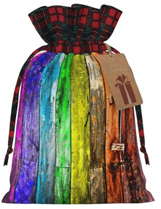DURAGS Holztafeln zum Bemalen, schickes Patchwork-Geschenkbeutel mit Kordelzug, Stoff-Geschenktüte für Festivals, perfekt für besondere Anlässe