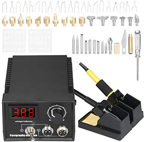 Kit de brûleur à bois HUIOP 60 W 220 V Kit d'outils pour brûler le cuir du bois avec pyrogravure de poêle à bois 55 pièces Température réglable 32 ℉ à 1472 ℉ Fer à souder électrique Kit de fer à