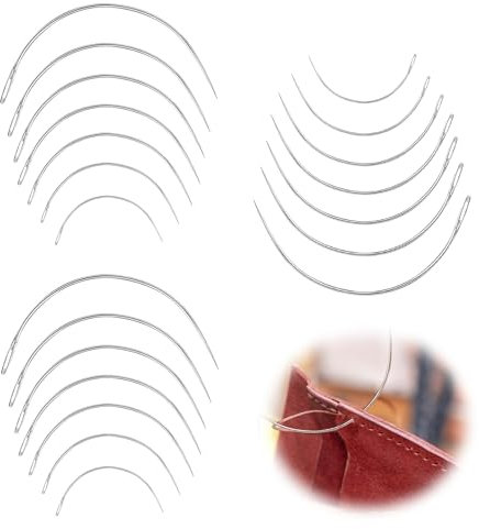 12 Piezas Agujas Curvadas,Agujas de Cuero de Costura Agujas de Coser Curvas,Agujas de Cuero Para Uso Doméstico,Agujas de Coser a Mano Curvas,Agujas Coser Cuero,para Costura,Reparación Alfombras,Cuero