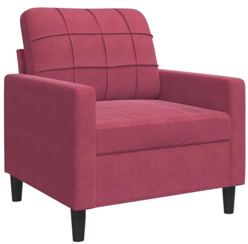 vidaXL Sessel, Relaxsessel Sofa für Wohnzimmer, Loungesessel Polstersessel Metallgestell, Fernsehsessel Ruhesessel Clubsessel, Weinrot Samt