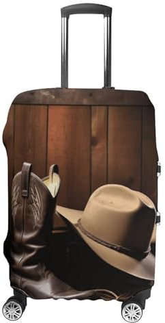 GFLFMXZW Reisegepäckhülle, elastisch, Cowboy-Hut, Westernstiefel, Gepäckschutz, für Reisen, kratzfest, dekorative Abdeckung für Erwachsene, Cowboy-Westernstiefel, Schwarz, L