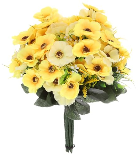 sourcing map Lot de 12 fleurs artificielles jaunes d'hortensia artificielles en soie avec tiges pour jardin, printemps, centre de table, extérieur