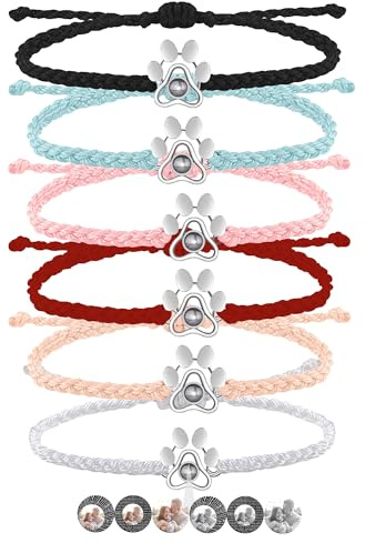 Xtyggoi Individuelles Foto Projektion Armband Personalisierte Herz-Anhänger Armbänder Paare Ich liebe dich geflochtene Armbänder Schmuck für Frauen Männer