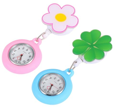 LIFKOME 2 Stück-Pack Einziehbare Krankenschwester Taschenuhr mit Clip | Kunststoff und Glas, Ergonomische Form, Praktisches Zubehör für Pflegekräfte, Medizinische Uhren