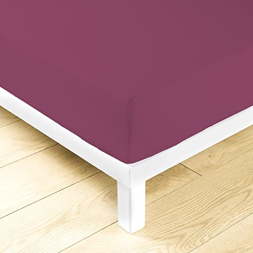 LARA MORADA - Lenzuolo Sotto Con angoli Singolo Elasticizzati, 100% Cotone, Made In Italy, Tinta Unita, Per Letto Singolo 1 Posto, 90cm x 200cm + 25 cm Viola
