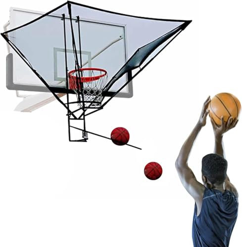 WTLONBF Metall-Basketball-Return-Aufsatz für den Korb, Aufhängbarer Basketball-Rebounder-Netz-Returner, Basketball-Korb-Shot-Returner für Trainingsübungen