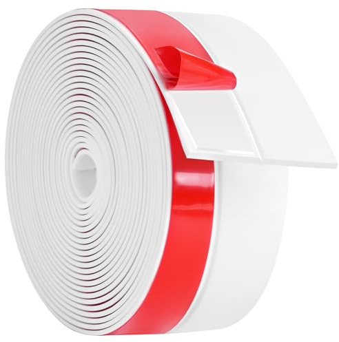 ToLanbbt Weather Stripping Silicone Door Seal Strip 3 in x 20 ft Door Draft Stopper Self Adhesive Tape, Side & Bottom Gaps Insulation Strip for Glass Shower Sliding Window, White