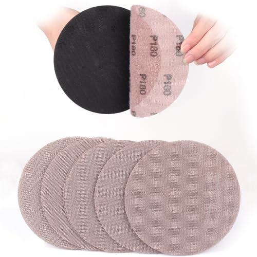 Sruhrak 30 Piezas Papel de Lija, Malla de Lijado 150mm Discos de Lijado Grano 180 para Lijadora de Paneles de Yeso Lijadora Orbital Aleatoria
