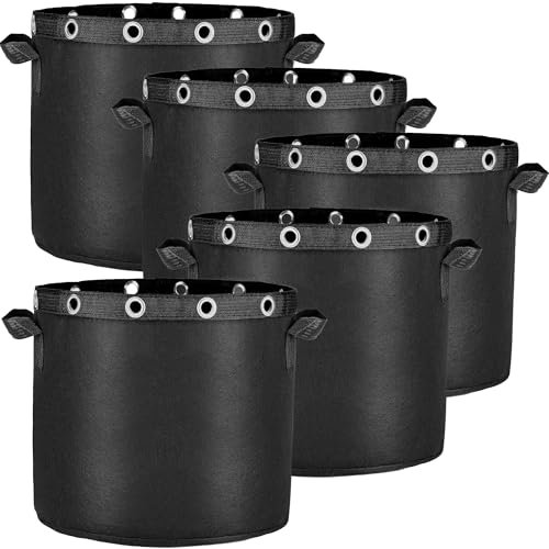 Zouway Lot de 5 sacs de plantation de 30 l en tissu non tissé pour plantation permanente, réutilisables, pour pommes de terre, fleurs, plantes, légumes