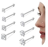 YADOCA Hypoallergenic Nose Studs 18G Surgical Stainless Steel Nose Rings Studs Cubic Zirconia Nose Piercing Jewelry for Women Men 1.5mm 2mm 2.5mm 3mm - Silver