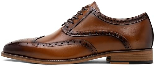 Jousen Mens Dress Shoes Leather Oxford Derby Shoe Formal Brogue Wingtip Dress Shoes for Men(AMY9045 Brown 09)