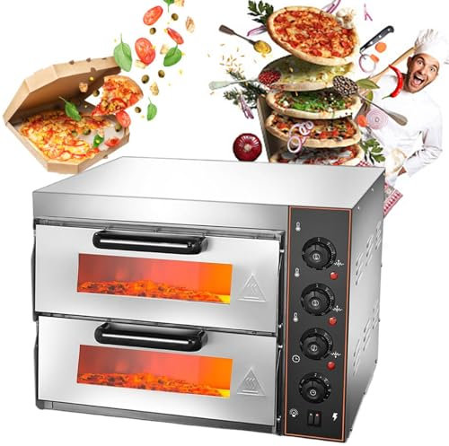 XSDAJSD Four à Pizza électrique d'intérieur Professionnel avec minuterie de 60 Minutes, Machine à Pizza Commerciale d'intérieur en Acier Inoxydable pour Restaurant, 220 V