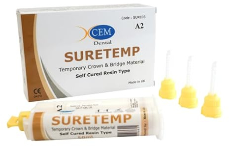 SURETEMP | 50ml Dental Temporary Crown & Bridge Material Automix Double Barrel Syringe A3 (Xcem)