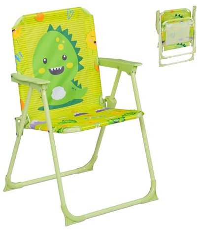 Relaxdays Silla Infantil Plegable, Sillita Camping con Estampado Monstruo, 51,5x36x37,5 cm, Asiento Pícnic, Multicolor