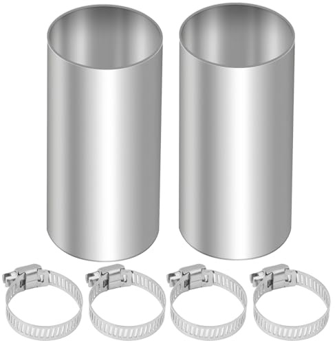 Editbar 2 Stück Abgasrohr Verbinder für Standheizung – Verlängerungsrohr aus Edelstahl mit 4 Klemmen, 24mm Rohrverbinder Abgasrohr Standheizung Stumpf, für Diesel Luftheizung im Auto oder Wohnmobil