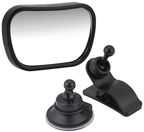 360 grados Espejo retrovisor girado asiento trasero ajustable dentro de la seguridad del automóvil Vista del bebé Espejo para el asiento del automóvil hacia atrás Negro 3.5 x 2.2