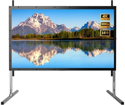Pantalla de Proyector Portátil para Exteriores de 100 120 Pulgadas con Soporte, Pantalla de Cine Plegable 4K HD Antiarrugas para Hogar, Camping(100 (16:9))