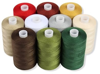 BlesSew Sewing Threads - 10 Large Spools of Polyester Thread for Hand, Quilting & Sewing Machine - Christmas and Festive Shades Colours - 1000 Yards Per Spool
