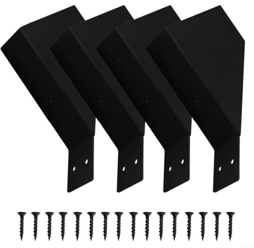 Pergola Brackets Set for 2x4 Wood Posts, 45 Degree Angle Support with Screws for Various Outdoor Structures (4pcs)