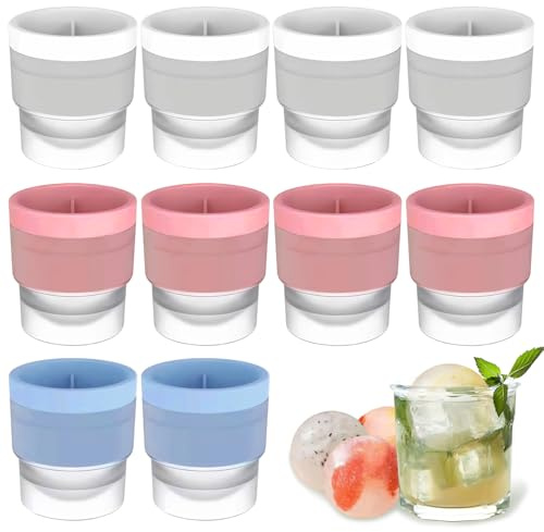 10PCS Ice Ball Mould Silicone Ice Ball Makers Round Ice Cube Moulds for Whisky Cocktails and Soft Drinks Large Ice Cube Trays Ice Cube Mold for Home and Party Use