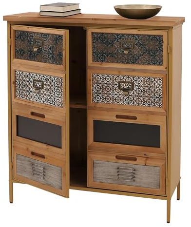 Mendler Comò da farmacia HWC-O79, armadio alto con scomparti, credenza look vintage shabby 94x80x35 cm, blu