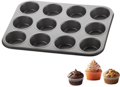 OPIROS Teglia Forma 12 Muffin Cupcake In Acciaio Antiaderente Stampo Per Dolci Pasticcini Sformati Piccoli Lievitati