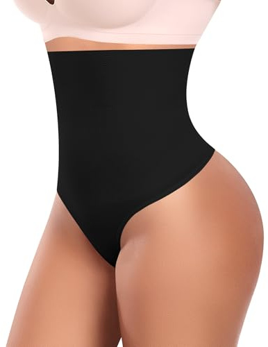 YARRCO String Gainante Femme Ventre Plat Invisible Culotte Sculptante Gaine Amincissante Taille Haute Panty Gainant Tanga Shapewear Thong (Noir,M)