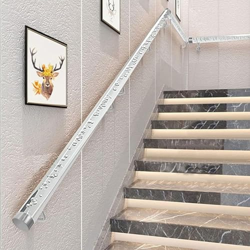 genérico Barandilla de Escalera de acrílico Transparente para Interiores, Barra de Apoyo de Pared con Tapa y Soporte, pasamanos Transparente Antideslizante para Personas Mayores, niños y PE