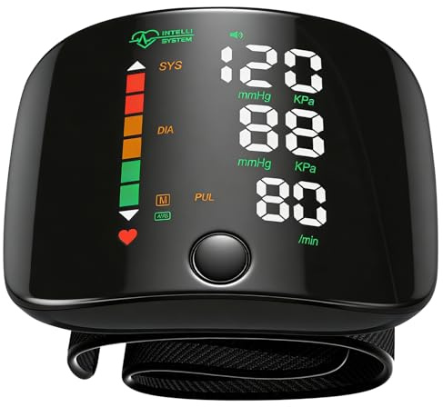 Wrist Blood Pressure Monitor, Automatic Accurate Blood Pressure Machine with Voice Broadcast, Rechargeable Bp Monitor with LED Touch Screen Memory Function Compact Portable or Home Travel Office