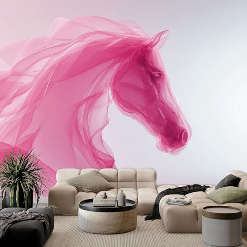Fotomurales 3D Caballo rosa 300x210 cm Papel Pintado Fotográfico, Decoración De la Pared Murales para Salón, Dormitorio, Habitación para Niños, Pared de TV